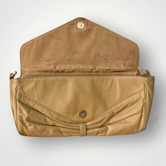 Vintage PIERRE CARDIN Leather Clutch Shoulder Bag Tan Parisian - Picture 2 of 11